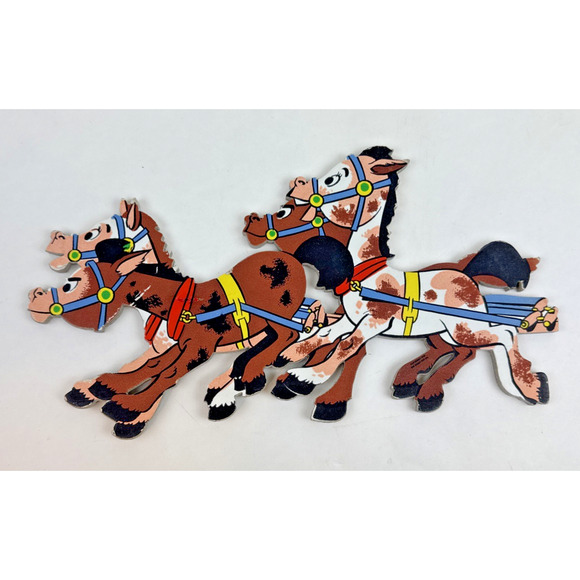 Vintage The Dolly Toy Co Cowboy Western Stage Coach Nursery Wall Plaque 1958 Set - Picture 8 of 16